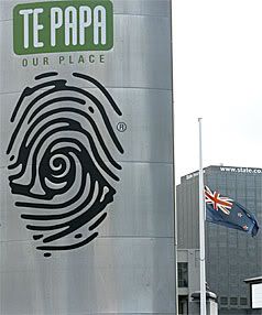 SIGN OF SORROW: Te Papa flies the New Zealand flag at half-mast to honour Dr Bennington, its chief executive for the past six years. — PHIL REID/ The Dominion Post.
