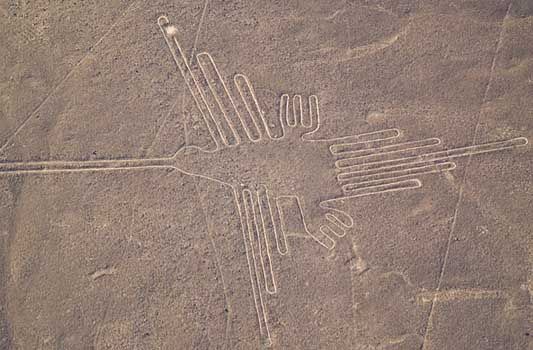 The Nazca carved enormous glyphs, lines, diagrams, hoping to appease the gods.