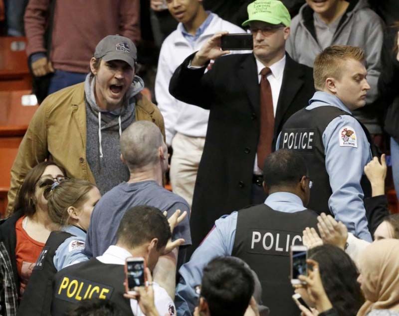 The guy in the gray hoodie? The raging, yelling, scared, white Trump fanatic? He does not want peace in America.