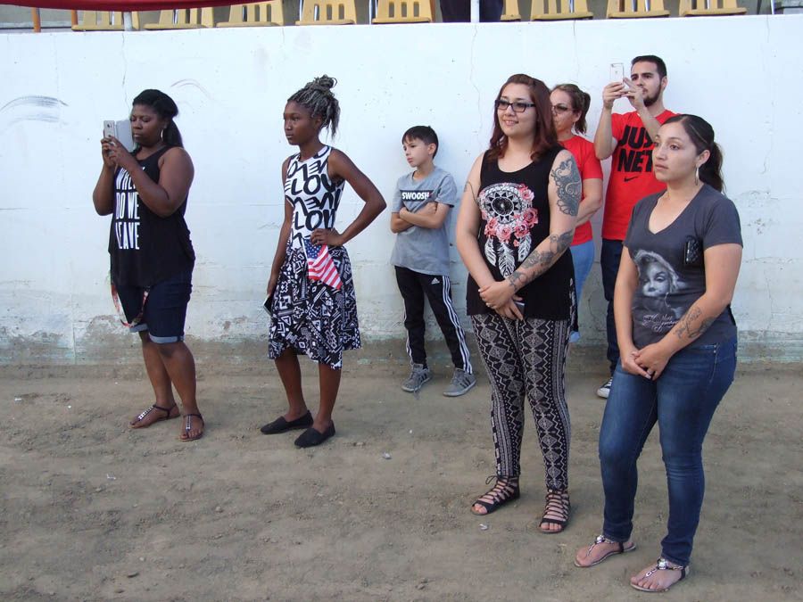 Some of the many young people who came to hear Bernie Sanders speak in Bakersfield. — Photograph: David Horsey.