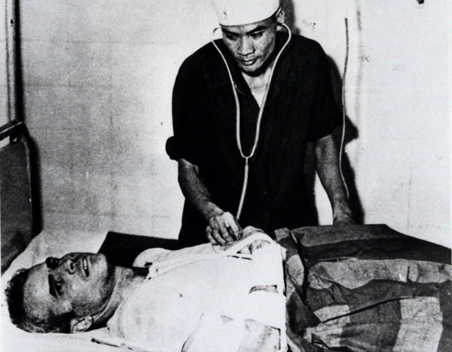 John McCain in a Hanoi, Vietnam, hospital as a prisoner of war in the fall of 1967. McCain spent 20 years in the Navy, a quarter of it in a Vietnamese prisoner of war camp after his jet was shot down over Hanoi during a bombing mission on October 26th, 1967. The Navy pilot nearly gave up during his captivity but his memory of books and movies helped him survive.  Photo: Associated Press.