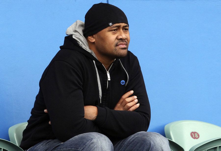 In this October 19th, 2011 file photo, All Blacks rugby legend Jonah Lomu watches Australia rugby players train in Auckland, New Zealand. New Zealand Rugby Union says Wednesday, November 18, 2015 (NZ-time) All Blacks great Jonah Lomu has died. He was 40. — Photograph: Rob Griffith/Associated Press.
