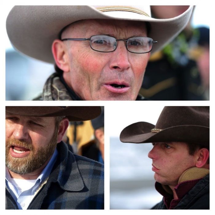 Lavoy Finicum (top), Ammon Bundy (left) and Ryan Bundy. — Photographs montage: Associated Press.
