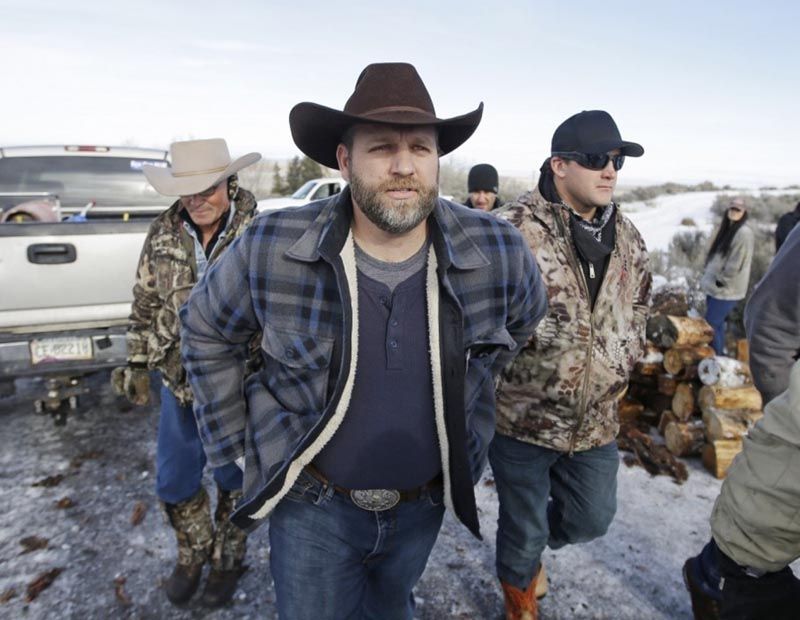 Ammon Bundy, one of the sons of Nevada rancher Cliven Bundy, arrives for a news conference at Malheur National Wildlife Refuge near Burns, Oregon, on Wednesday, January 6th, 2016. — Photograph: Rick Bowmer/Associated Press.