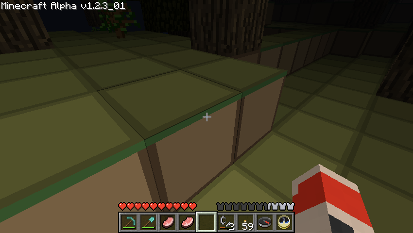 Redstone is now just a smooth red line, also the red pipe ladders in the background (still Faith's hand)